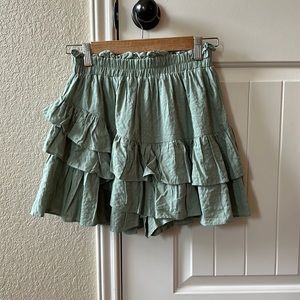 Mustard Seed Smocked Waist Green Skirt
